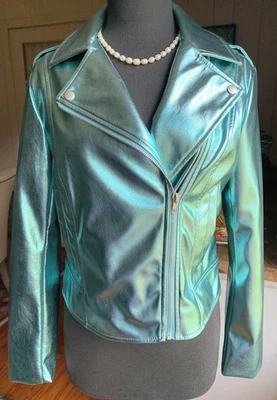 Chaqueta Moto Steve Madden Eléctrica Azul Metálico M Foto 1 de 4