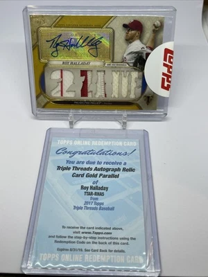2017 Topps Triple Threads Roy Halladay 7/9 Auto & Game Used 2ZANUF TTAR-RHA5 - Image 1 of 4