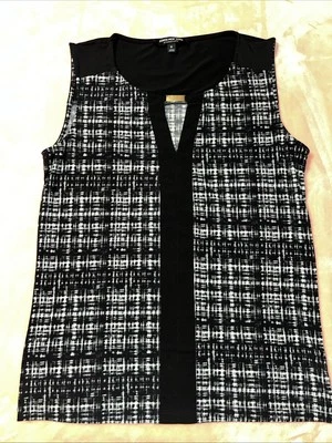 Jones New York Signature 黑色印花上衣。 女士小号职业风格 — 第 1/4 张图片