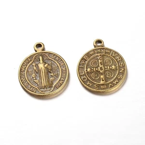 Metal Alloy Saint Benedict Medal Charms Antique Bronze 21mm Pack Of 10 - Picture 1 of 1