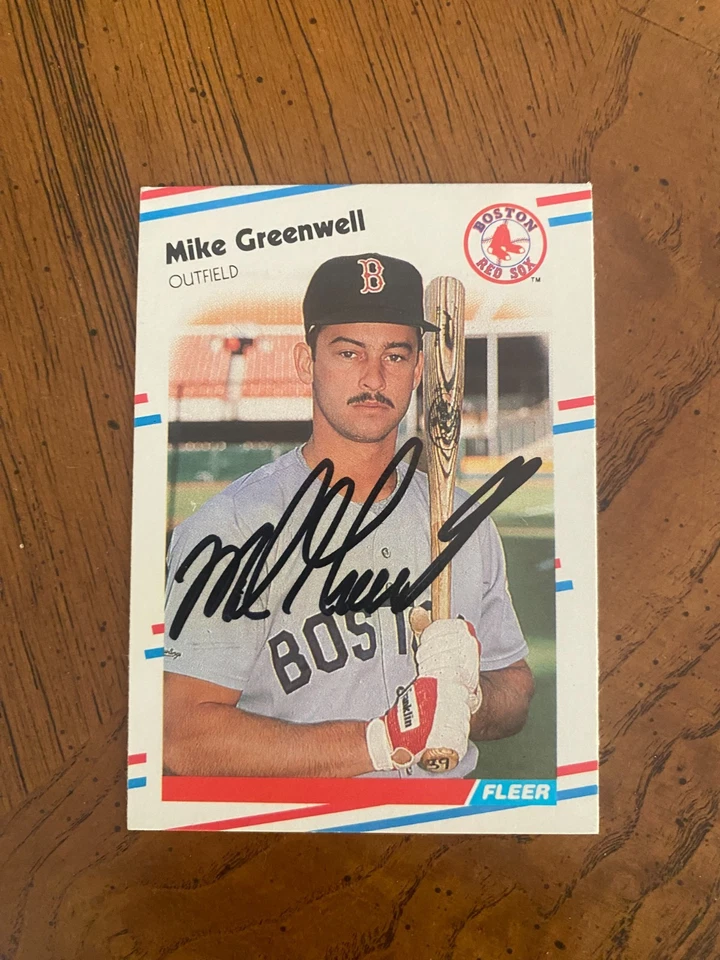 Tarjeta IP autografiada por Fleer 1988 de los Medias Rojas de Boston Mike Greenwell Foto 1 de 1