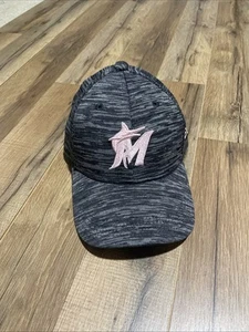 Miami Marlins New Era Girls Youth Tech 9FORTY Adjustable Hat -Gray Pink Baseball - Picture 1 of 5