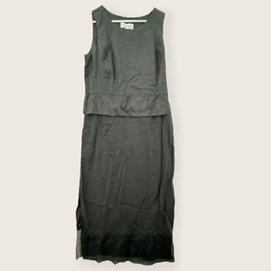 Donna Ricco Dress Womens Size 12 Long Black Sleeveless Tank Embroidered NEW - Picture 1 of 7