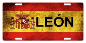 Spain España Flag License Plate Kingdom of Spain Emblem Leon - Picture 1 of 1