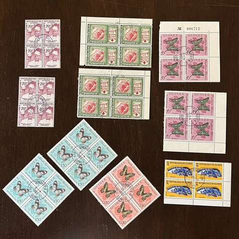 GUINEA STAMPS BLOCK LOT RED CROSS, BUTTERFLIES & MORE Cover