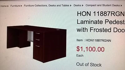 HON Desk 11887RGNN (Local Pick up) - Image 1 of 2