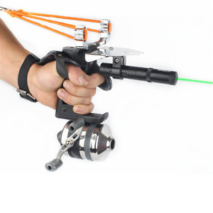 Fishing Slingshot Spincast Reel Catapult Hand Glove Green Laser Shooting