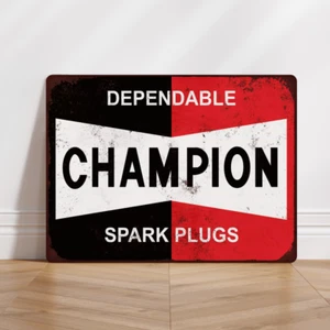 Champion Spark Plugs Garage Mechanic Workshop Personalised Aluminium Metal Sign - Picture 1 of 6