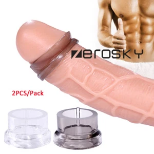 2PCS Penis Foreskin Hinder Ring Glans Penis Sleeve Holder Erection Harder Longer - Picture 1 of 13