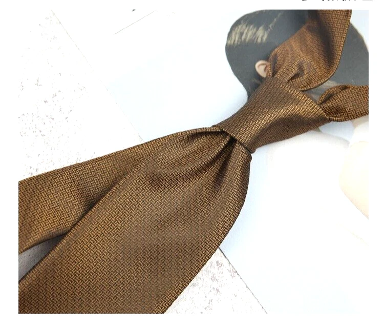 Nueva corbata clásica marrón liso tejida jacquard 100 % seda para hombre Foto 1 de 1