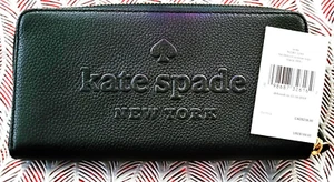 NEW Kate Spade Neda Larchmont Avenue Embossed Logo Black Wallet $189 - Picture 1 of 16