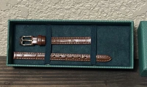 Lola Rose Women’s Petite Cube Leather Strap Brown 1/4” Slim In Box - Picture 1 of 11