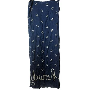 Kate Spade New York Howdy länglicher Hufeisenschal Tintenblau Western DEFEKT - Bild 1 von 9