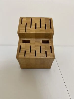 The Pampered Chef Knife Block Holder Bamboo Wooden Large 16 Slot Organizer - Image 1 of 2