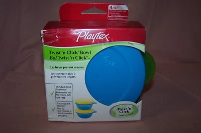 Juego de 2 cuencos verdes y 2 tapas azules Playtex Twist n' Click NUEVO en caja  Foto 1 de 2