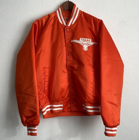 Vintage Texas Longhorns Bevo Chalk Line Bomber Jacket USA Made Size Medium Cover