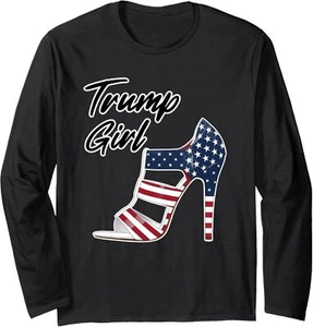 Funny Trump Election, Girl Heel Shoe Long Sleeve T-Shirt Small, Black  - Picture 1 of 2