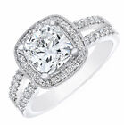 GIA Certified 2 carat Cushion Cut halo Diamond Engagement Platinum Ring 3.10 ...