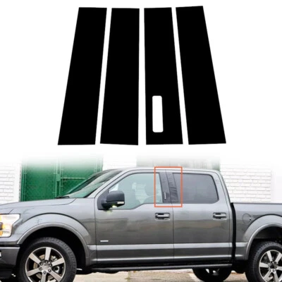 4x Calcomanías de cubierta de moldura de puerta postes de pilar negros brillantes para Ford F-150 2015-2023 2022 Foto 1 de 4