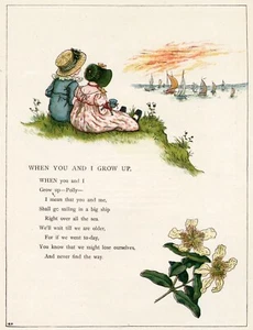 CHILDREN TALKING ABOUT GROWING UP 1885 Victorian Era Childrens poetry wall art - Picture 1 of 1