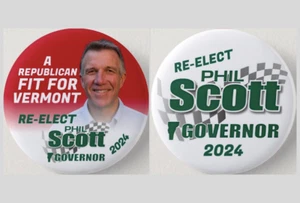 "Botones rezagados Phil Scott Governor 2024 Vermont político republicano 2,25" - Imagen 1 de 1
