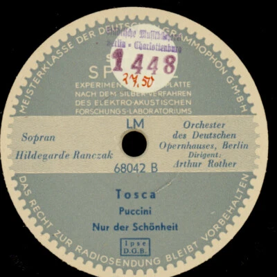 HILDEGARDE RANCZAK -SOPRAN- "Tosca" Nur der Schönheit   Schellackplatte G4415 - Bild 1 von 2