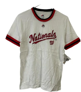 Majestic Youth Washington Nationals Short Sleeve Crew T-Shirt,White, Large 14/16 - Picture 1 of 5