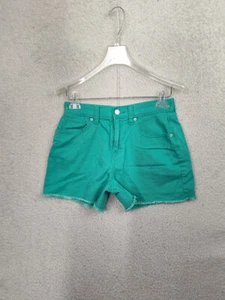 Old Navy Girl Short 16 Green 100%Cotton Built-In Tough High-Rise Cut-Off Denim - Picture 1 of 19