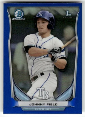 2014 BOWMAN CHROME MINI #186 JOHNNY FIELD BLUE REFRACTORS TAMPA BAY RAYS /20 - Image 1 of 2