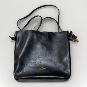 Coach Umhängetasche Derby schwarz Kiesel Leder Wildleder innen Metallanhänger F58661 - Bild 1 von 7