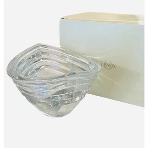 Beautiful LENOX Hand Cut Lead Crystal Glass Oval Bowl 10” Original Box POLAND - Picture 1 of 5