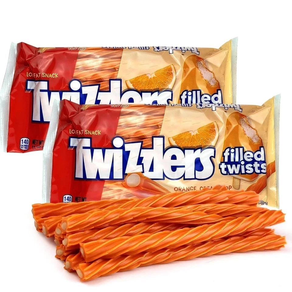 Twizzlers Orange Cream Pop Filled Twists 11 oz Lot of 2 Bags Expiration 4/2026 - Image 1 of 1