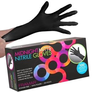 Powder Free Nitrile Gloves Medium – 12 INCH Black Gloves Disposable Latex Fre... - Picture 1 of 7