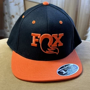 VINTAGE Fox Hat Snapback Racing Shox Performance Black Orange Logo MTB MX Mens - Picture 1 of 17