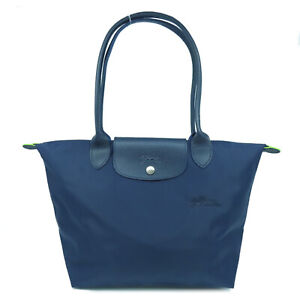 Longchamp SHW Handbag/Tote Bag Nylon/Leather Navy Blue
