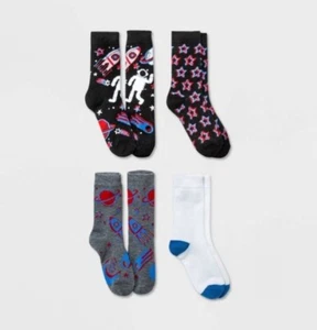 Boys'4pk 3D Glasses Spaceship CrewSocks  Cat & Jack Multicolor Shoe SZ3-10 L NWT - Picture 1 of 7