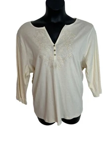 Lauren Ralph Lauren Women's 3X Ivory Cotton Shirt Top L/S Embroidery NWT E488 - Picture 1 of 11