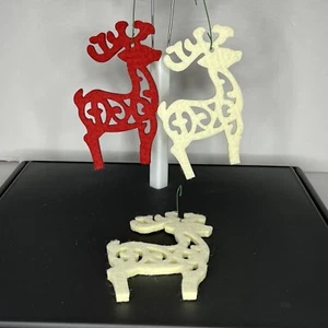 Vintage Ornament Lot of 3 Reindeer Felt or Sponge READ - Picture 1 of 5