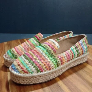 Joie Cara Multicored Striped Raffia Jute Espadrille Slip On Loafers Size 7.5 M - Picture 1 of 13