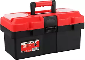 Small Tool Box, 14-Inch Plastic Tool Boxes with Handle, Removable Tray with Dual - Picture 1 of 9