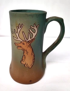 Antigua taza jarra de ciervo Weller Pottery Dickens Ware Sgriffito 6 5/8" de alto - Imagen 1 de 14