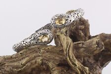 925 Sterling Silver and Citrine Cuff Bracelet with Gold Accents