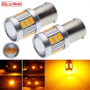 2 X 1156 BAU15S LED Bulbs Car Indicator Turn Signal Light Amber Bulbs 9V-30V DC - Picture 1 of 7