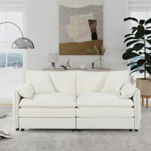 Chenille Loveseat Sofa,2-Seater Cloud Couch, Modern Comfy Deep Seat Love Seat - Picture 1 of 18