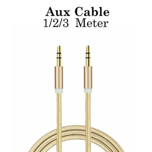 1/2/3m Auxiliary  Braided Audio Aux Cable Jack to Jack Stereo 3.5mm Lead UK - Picture 1 of 10