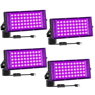 1-4X Luz UV Negra 100W Barra UV LED Escenario Luz Negra Fiesta DJ Club para Halloween Foto 1 de 4