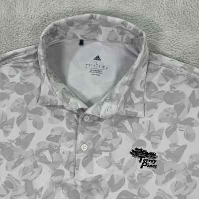 阿迪达斯高尔夫 Torrey Pines Polo 衫男式大号花卉图案末端塑料废物 — 第 1/4 张图片