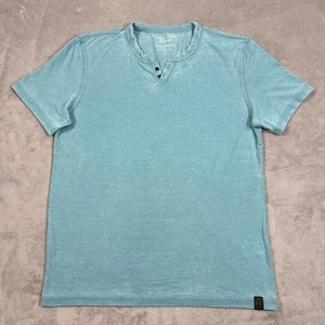 Lucky Brand Hemd Herren mittelblau Henley Faded Wash Venice Burnout Strick weich - Bild 1 von 10