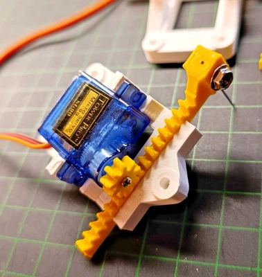 5 Servo Halterung mit Zahnstange und Zahnrad für die Sevos SG90 Weichenantrieb - Bild 1 von 4