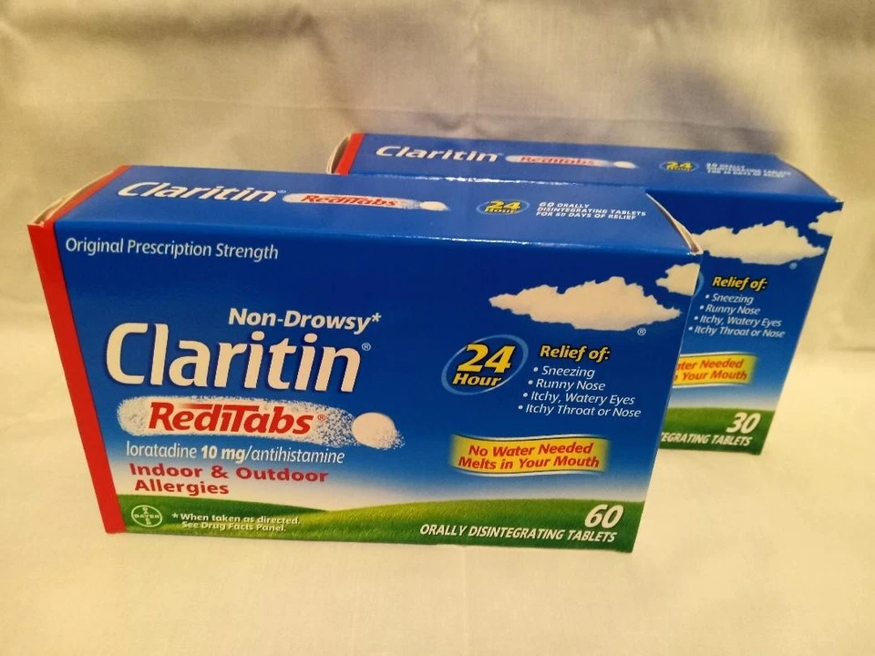 DOS Cajas NUEVAS Claritin 10mg 12 Horas Reditabs - 60+30 = 90 Comprimidos - Caducidad 26/08 Foto 1 de 2